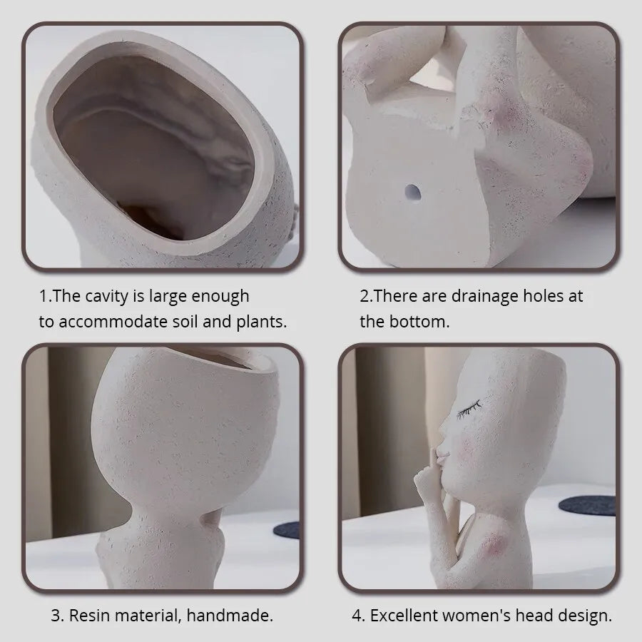 Artistic Lady Face Plant Pot