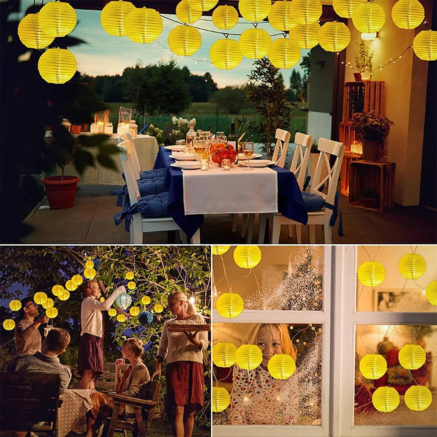 Solar Lantern String Lights for Patio & Garden