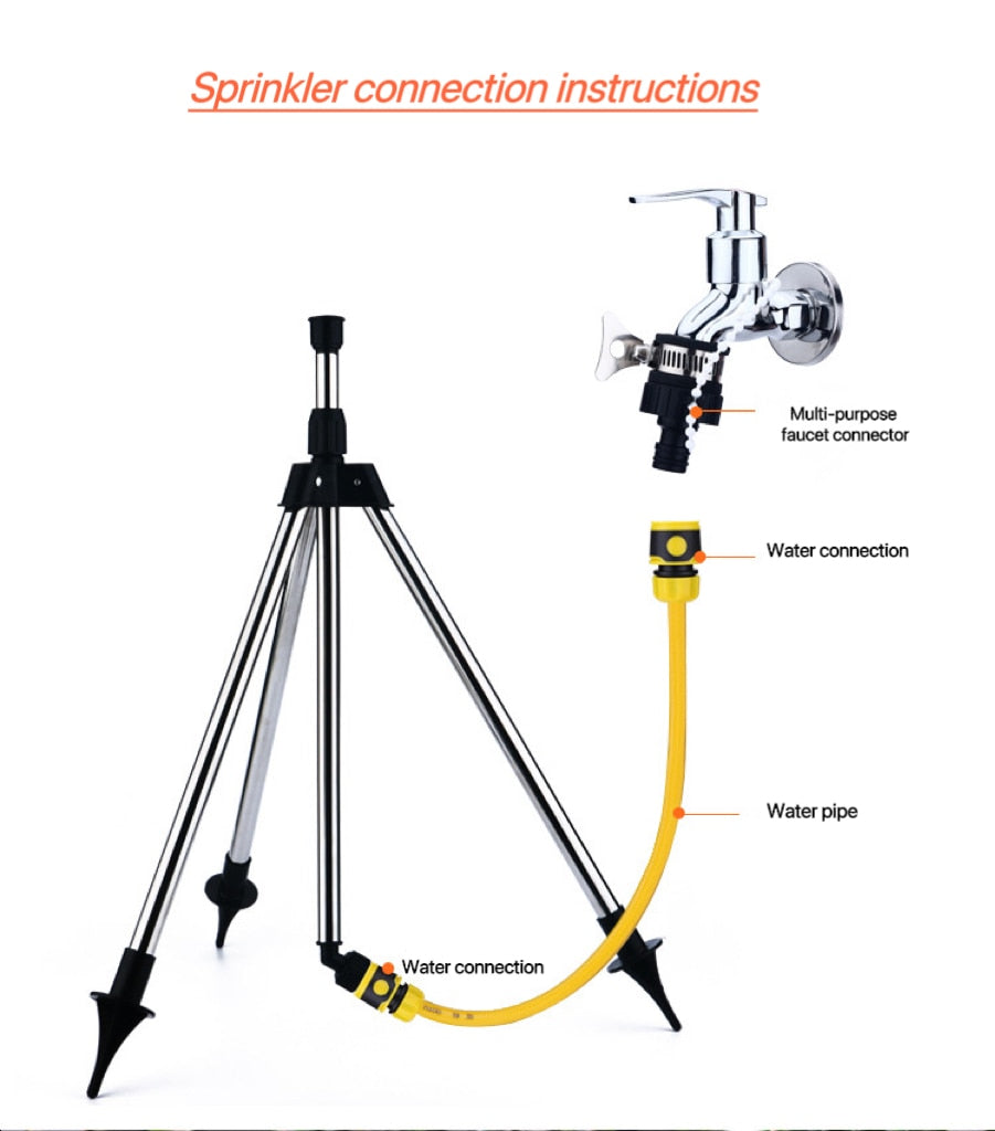 Tripod Lawn Sprinkler with 360° Rotation