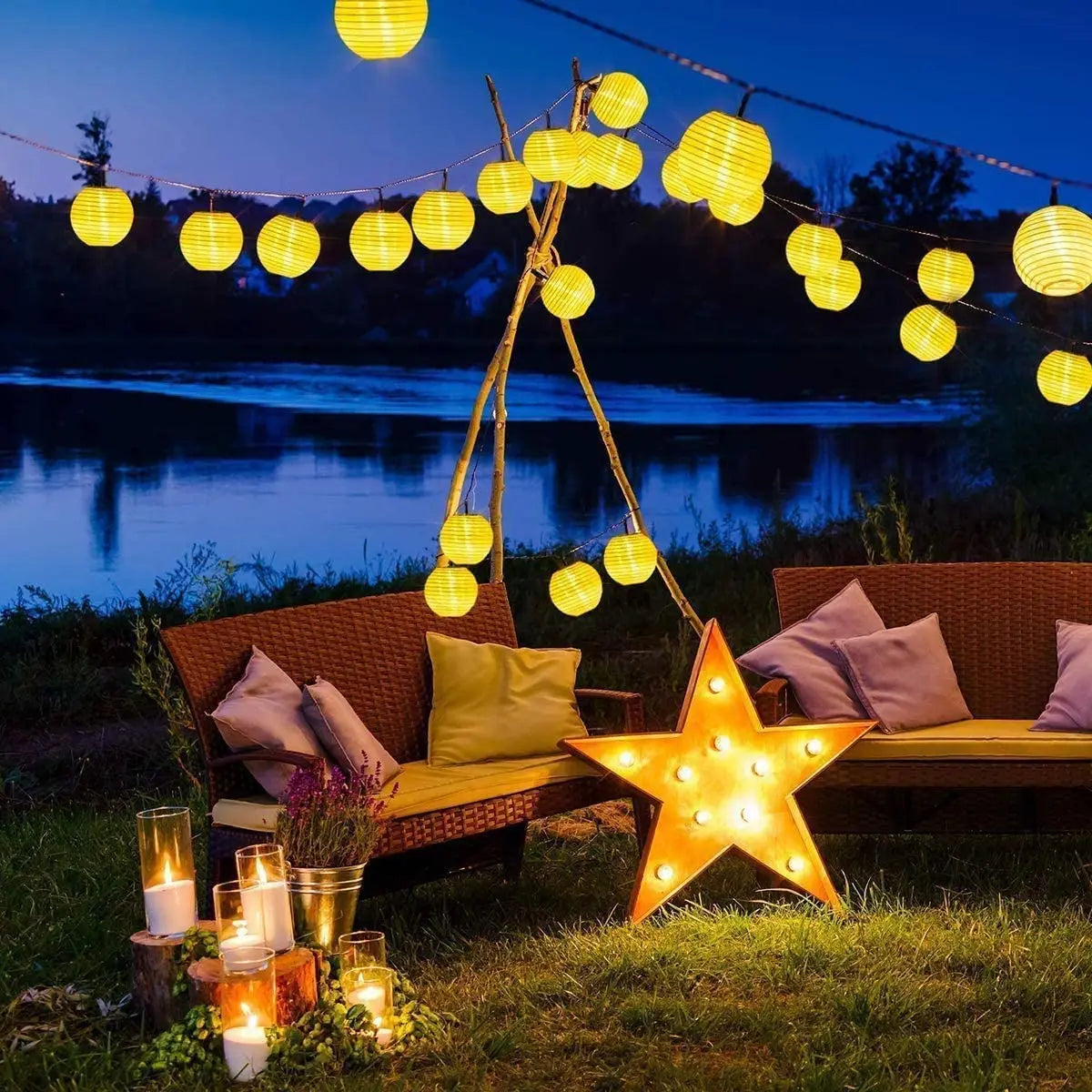 Solar Lantern String Lights for Patio & Garden