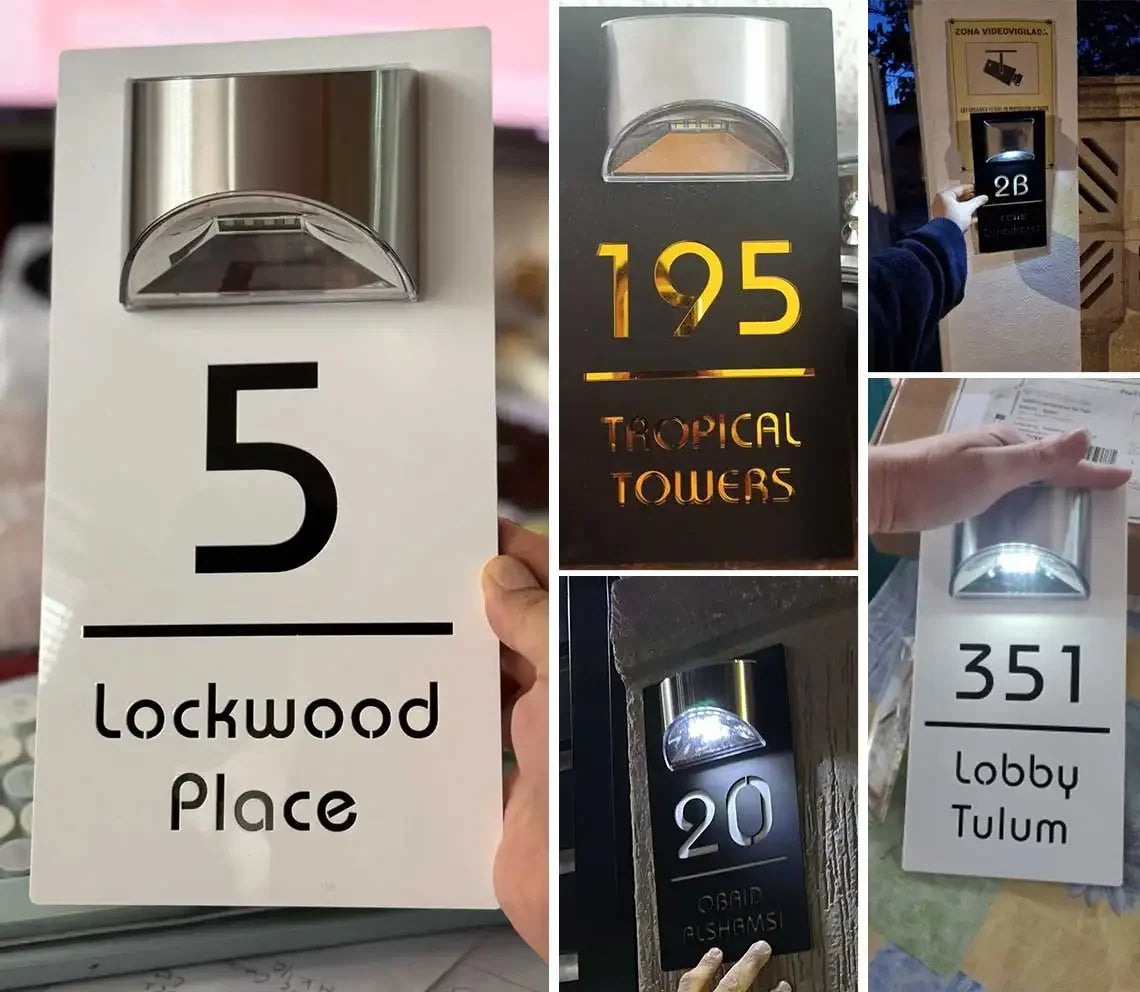 Custom Solar LED Door Number Plaque