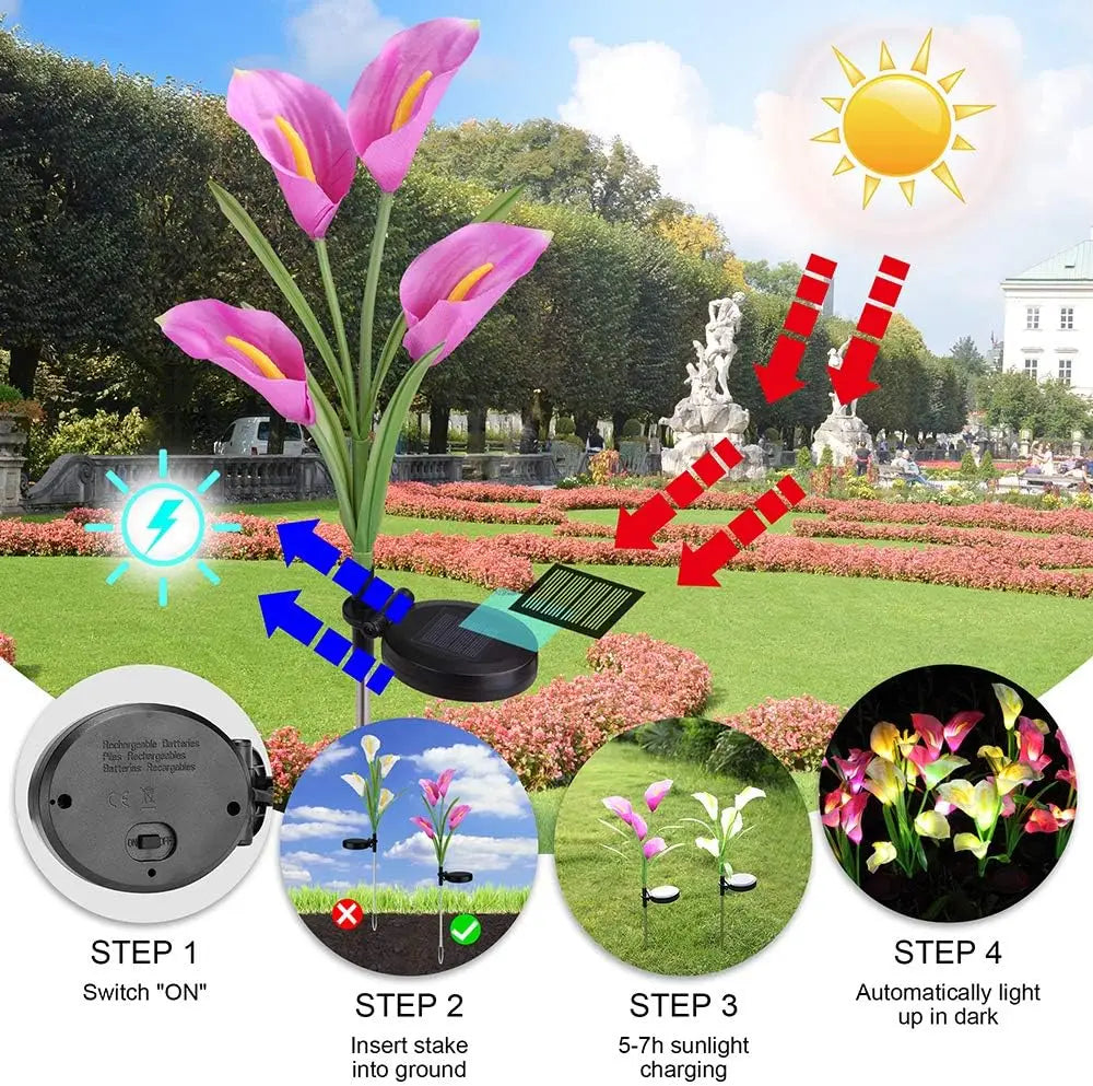 Solar Lily Flower Garden Stake Lights