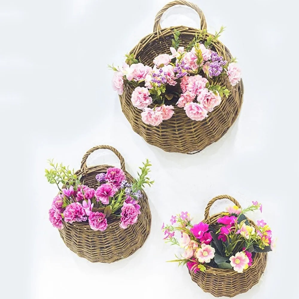 Woven Rattan Wall-Mounted Hanging Planter