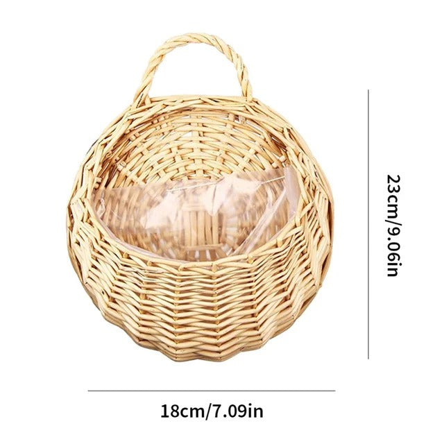 Woven Rattan Wall-Mounted Hanging Planter