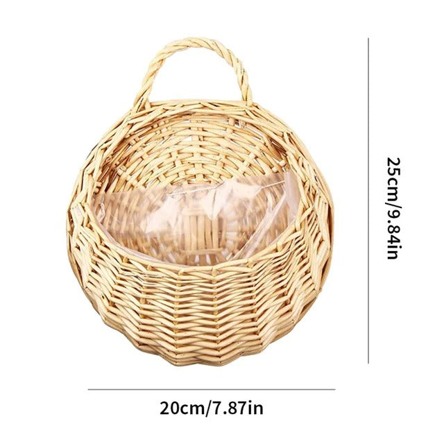 Woven Rattan Wall-Mounted Hanging Planter