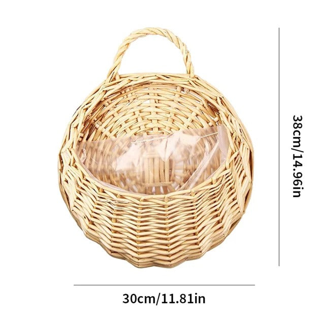 Woven Rattan Wall-Mounted Hanging Planter